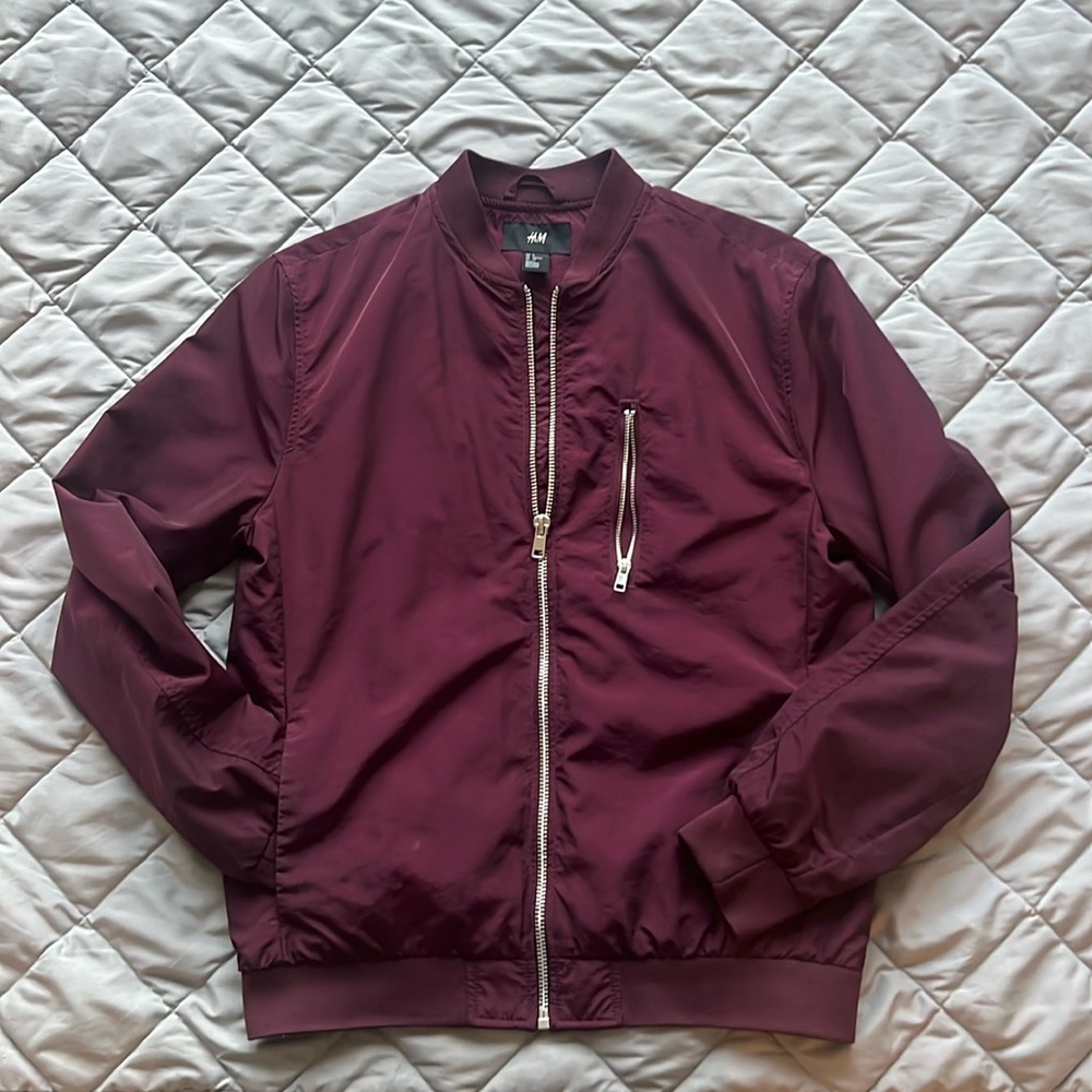 H&M lightweight bomber jacket Burgundy Small Spring /Summer